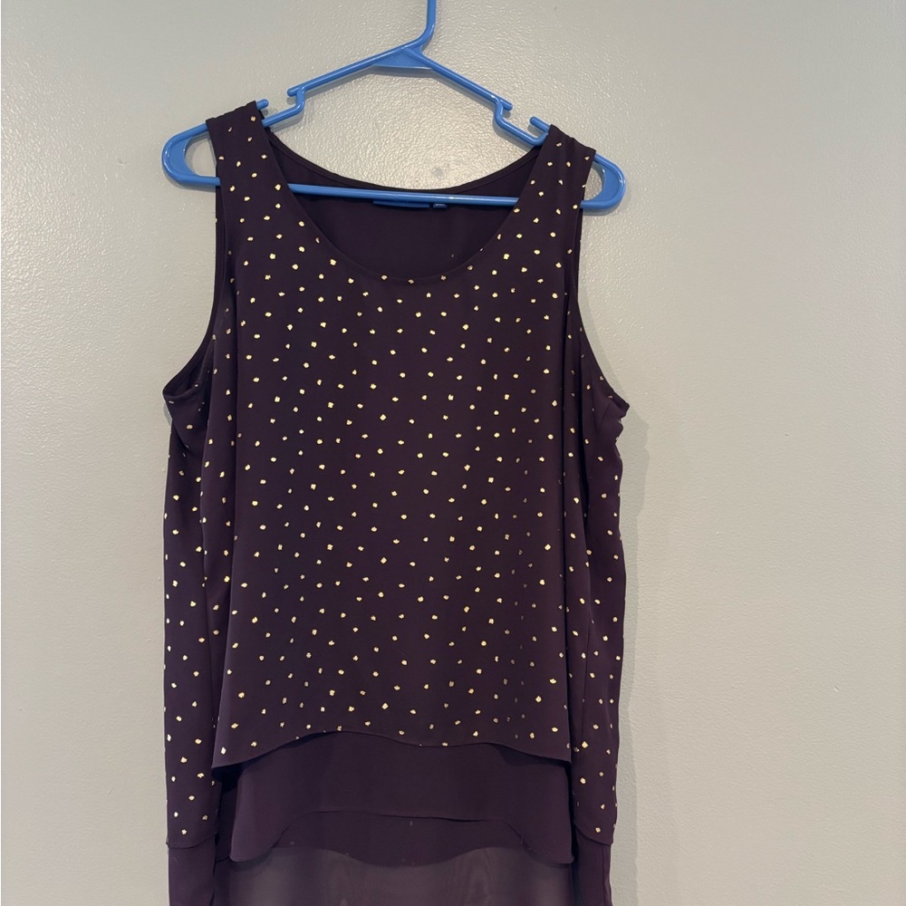 Apt. 9 Black and Gold Polka Dot Blouse
